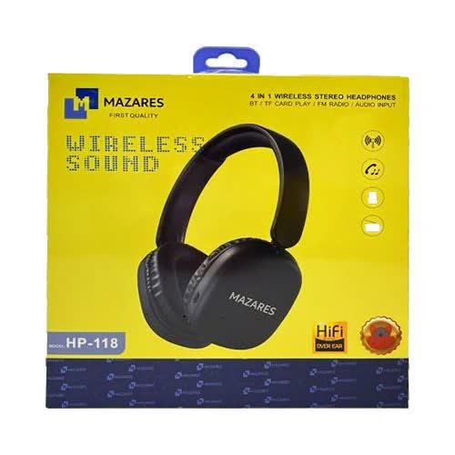 هدفون بلوتوثی بی سیم مازارس MAZARES مدل HP-118 - صوت و موزیک مقدم سبزوار